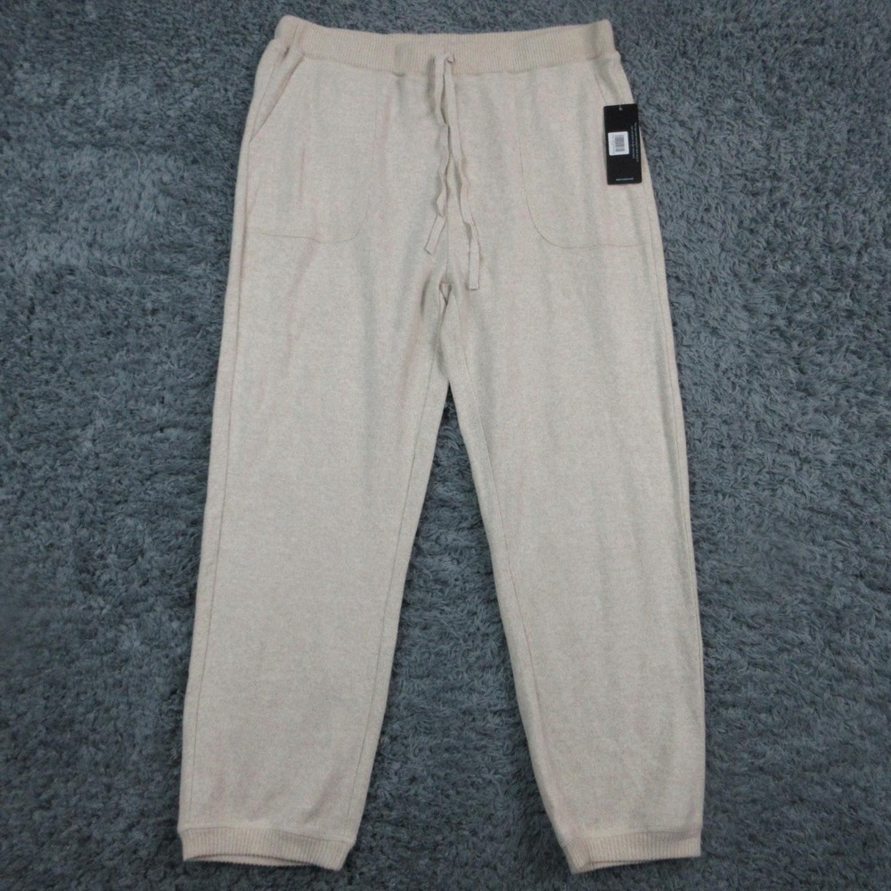 Korye Pants Womens 2X Beige Knit Jogger Sweatpants Drawstring Cuff 35x27.5* NWT